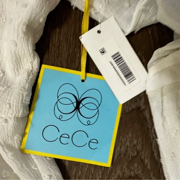 Cece Ruffled Clip-Dot Dress creamy White Size XS X-Small - Picture 5 of 5